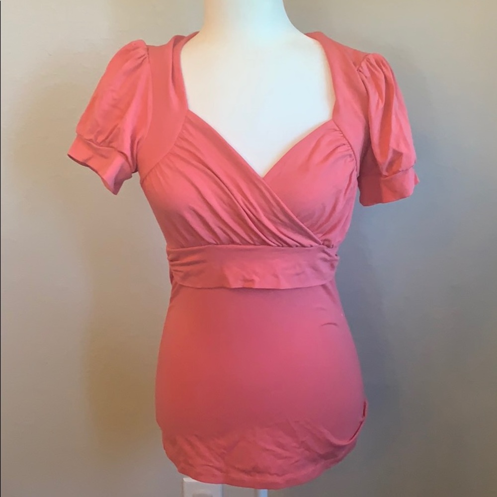 Arden B Coral Cap Sleeve Top